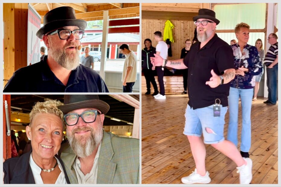 Gammeldansinstruktören PA Sköld sommaren 2024, innan han inledde 16 Weeks Of Hell. Bilden nere till vänster tillsammans med hustrun Marie. Foto: Niklas Lindh